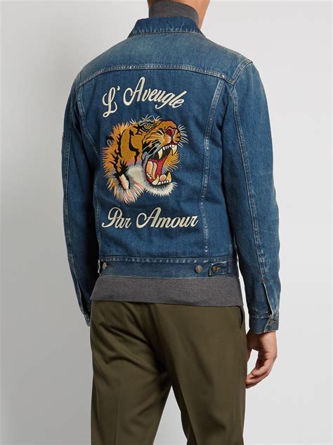 giacchetto jeans gucci|farfetch Gucci denim jacket.